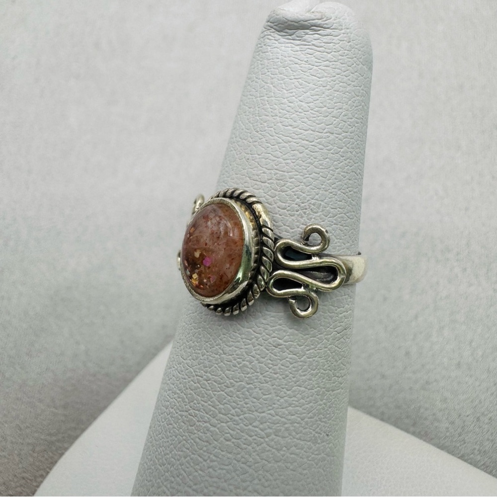 Oval Sunstone Sterling Silver Ring - image 2
